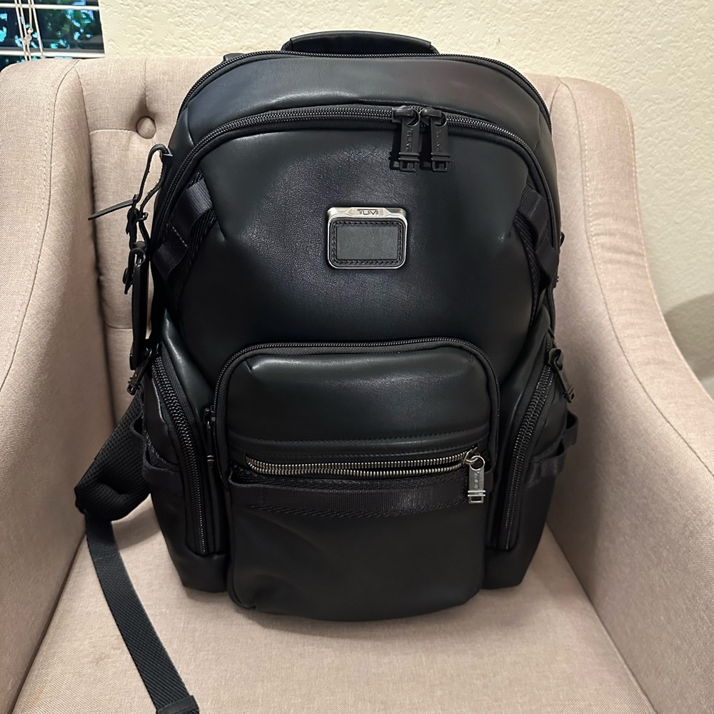 Tumi Leather Navigation Backpack